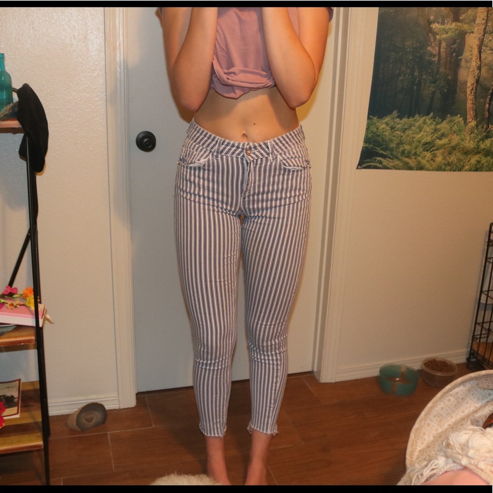 Striped Skinny jeans